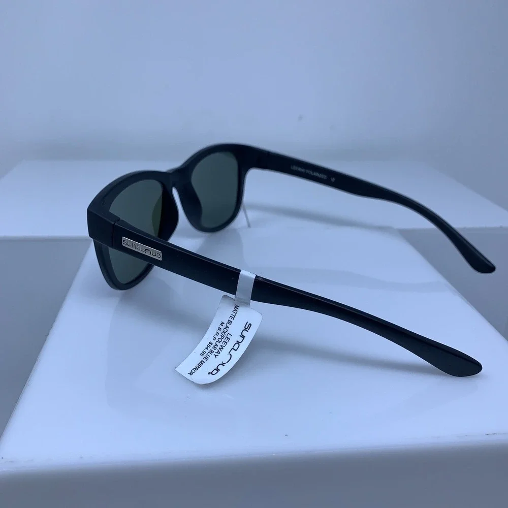 Suncloud Optics Leeway Matte Black + Polarized Blue Mirror Lens Sunglasses NWT